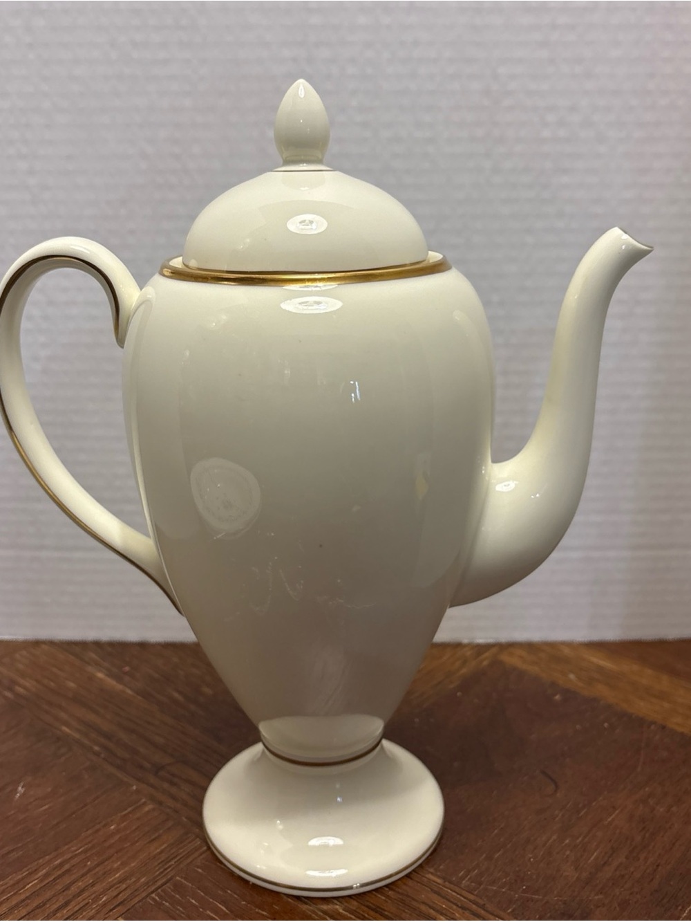 Wedgwood Cream Porcelain Coffee Pot with Gold Trim